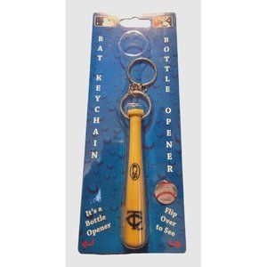 MINNESOTA TWINS MINI BASEBALL BAT KEYCHAIN KEY RING WITH BOTTLE OPENER MLB